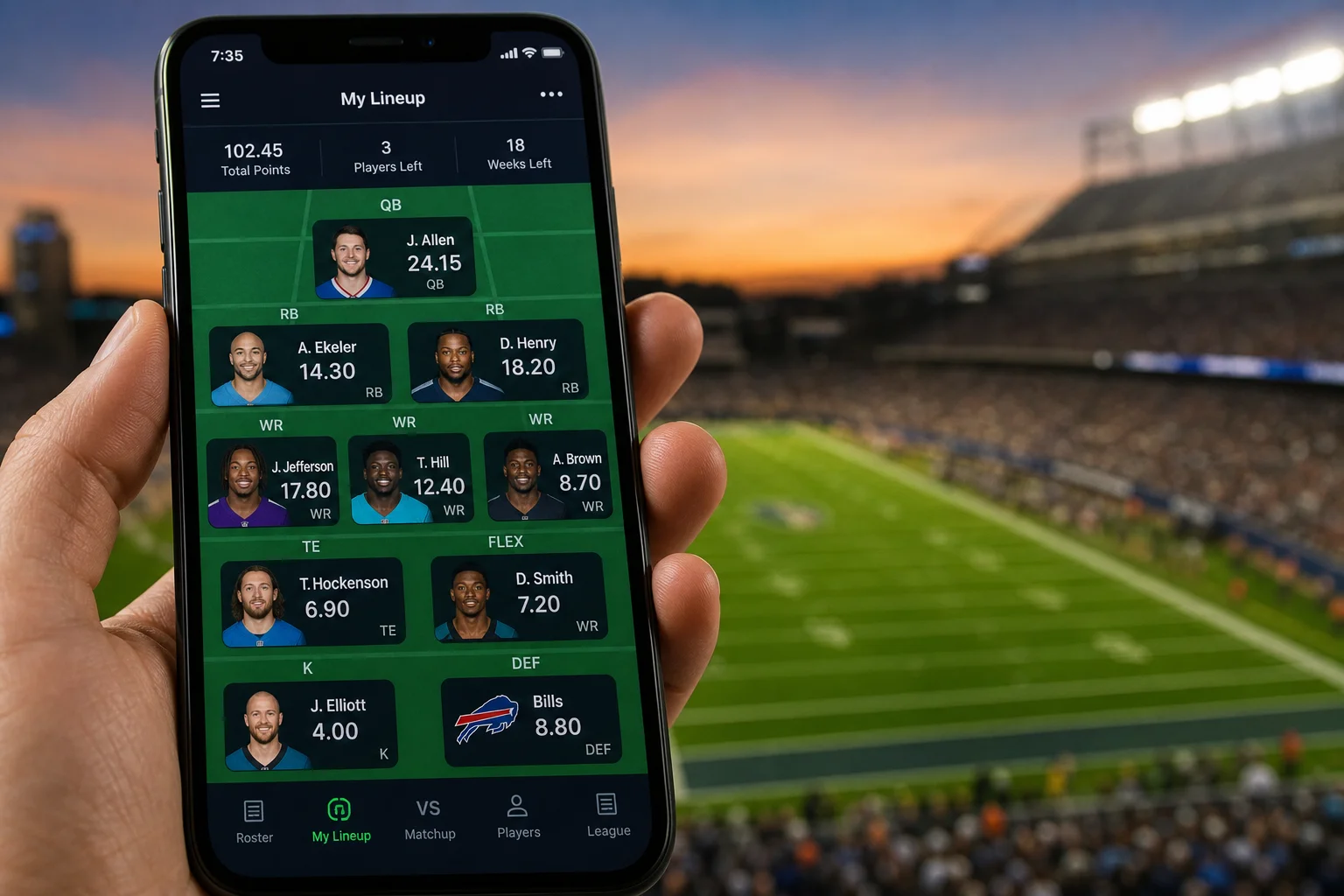 Aplicacion de fantasy en el smartphone
